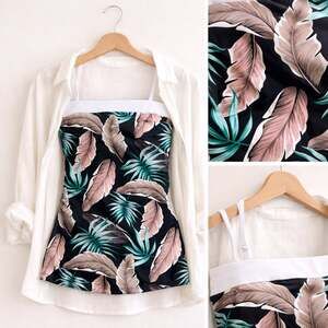 Hapari Lush Paradise Tankini Top Large Tropical Floral Sport Swim Top